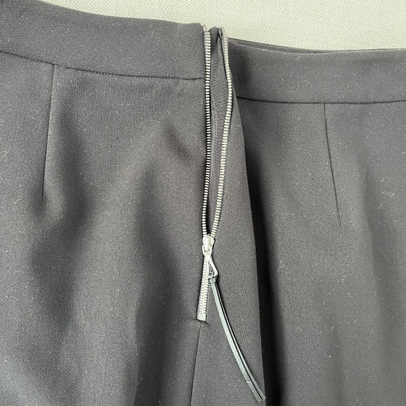 Pink Tartan (8) black gabardine midi skirt with pockets and soft front pleats. - Picture 11 of 14